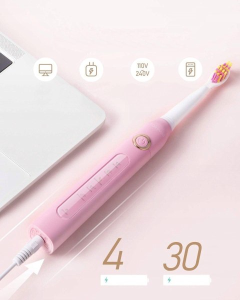 Szczoteczka soniczna elektryczna Fairywill D7 różowa + 4 końcówki