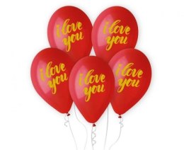 Balony Premium Hel I Love You (złoty napis), 13 cali/ 5 szt. GS120/ILZ