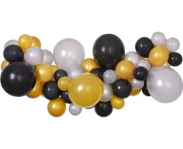 Girlanda balonowa DIY Srebrno-złoto-czarna, 65 szt. 31379