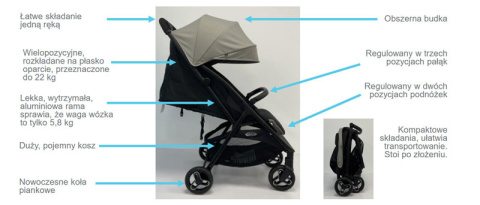 MYAVO Graco lekki wózek spacerowy do 22 kg / waga 5,8 kg - Clover