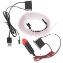 Oświetlenie ambientowe LED do samochodu / auta USB / 12V taśma 5m biała