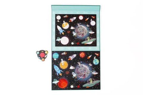 Scratch, 2 w 1 Puzzle magnetyczne i gra Szukaj z lupą - Kosmos 80 el.