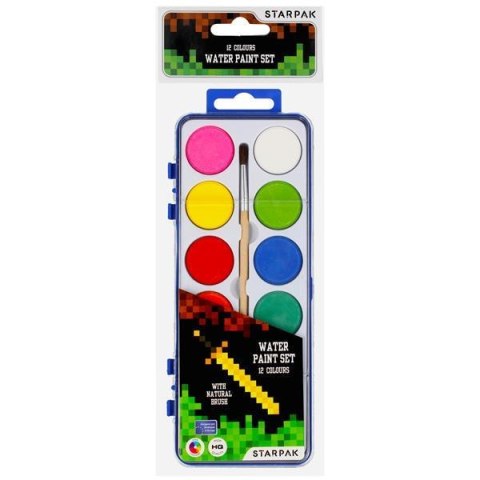 Farby akwarelowe 12 kolorów + pędzelek Pixel STARPAK
