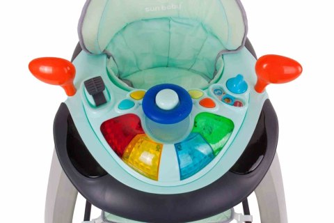 Chodzik kołyska z kierownicą - niebiesko szary