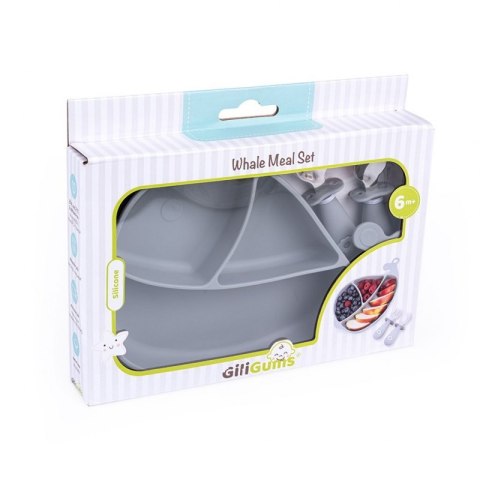 Talerz wieloryb+sztuć. szary GILIGUMS