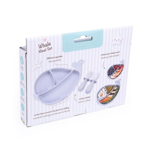 Talerz wieloryb+sztuć. szary GILIGUMS