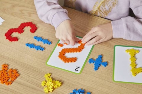 Plus-Plus, Mini Mix 2000 szt. ABC 123 - 4 płytki , 80 zadań kart pracy Learn to build