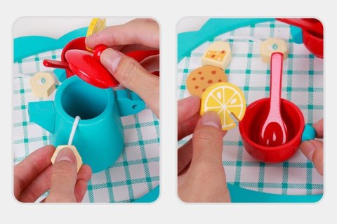 Zestaw herbaciany kawowy 17el drewniane filiżanki na tacy