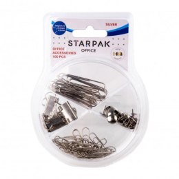 Akcesoria biurowe 100 elementów srebrne STARPAK