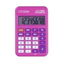 Kalkulator kieszonkowy CITIZEN LC110NR-PK 8 cyfr, funkcja pierwiastka różowy