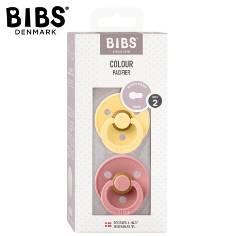 BIBS COLOUR 2-PACK PALE BUTTER & DUSTY PINK M Smoczek Uspokajający kauczuk Hevea