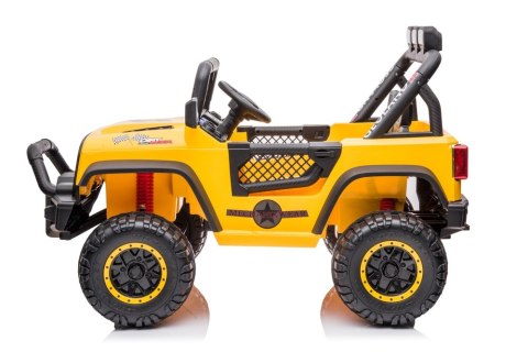 Autko terenowe Geoland Power dla 2 dzieci Żółty + Pilot + Silniki 2x200W + Bagażnik + Radio MP3 + LED