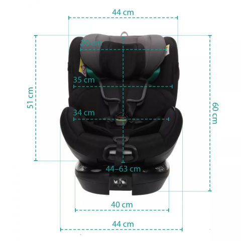 Voyager Maxi i-Size Zopa 0-19,5 kg do 135 cm fotelik obrotowy 360 samochodowy IsoFix - Night black
