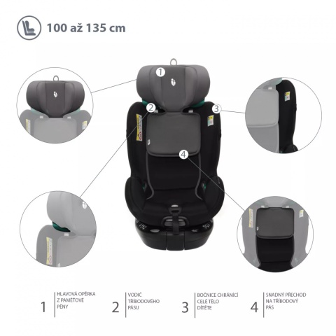 Voyager Maxi i-Size Zopa 0-19,5 kg do 135 cm fotelik 360 obrotowy samochodowy IsoFix - Silver Grey