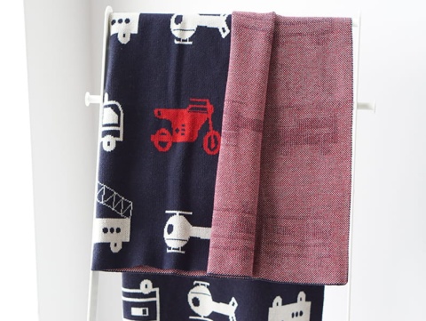 Lula Design Bawełniany kocyk niemowlęcy 80 cm x 100 cm KLD-128 POJAZDY