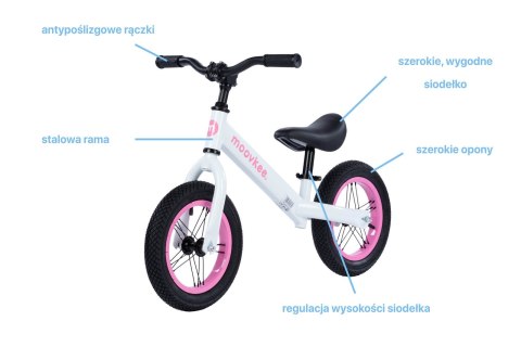 Rowerek dziecięcy Jacob white pink Moovkee