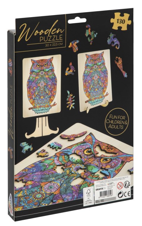 Drewnianie puzzle- sowa, 130 elementów