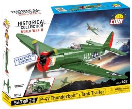 COBI 5736 Historical Collection WWII Samolot myśliwski P-47 Thunderbolt + przyczepa z cysterną Executive Edition 567 klocków