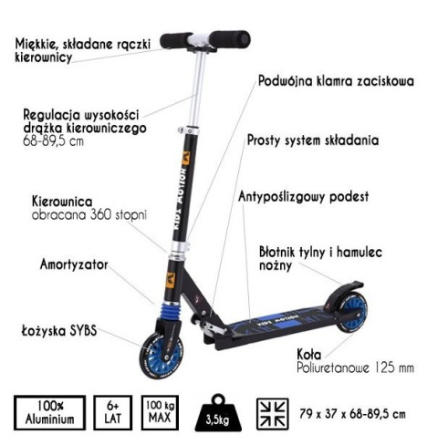 LUNA hulajnoga Kidz Motion do 100kg , koła 125mm