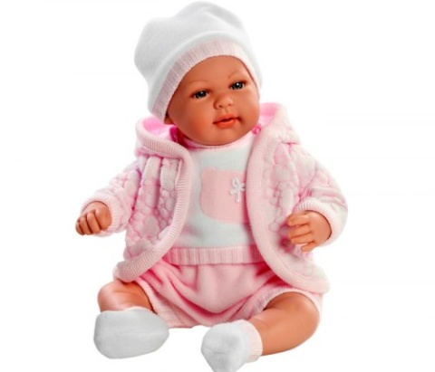 LALKA HISZPAŃSKA BOBAS 45CM ZE SMOCZKIEM, MÓWI I ŚMIEJE SIĘ MUNECAS ARIAS 55145