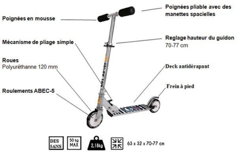 LOLIPUP składana hulajnoga Kidz Motion do 50kg szara