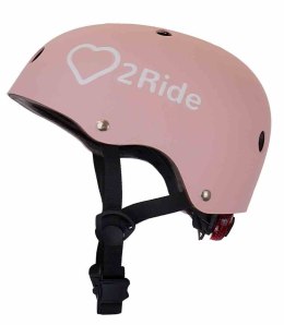 Kask rowerowy dla dzieci HEART BIKE - Love 2 RIDE, rozm. S, 50-54 cm z lampką LED i klipsem magnetycznym Powder pink