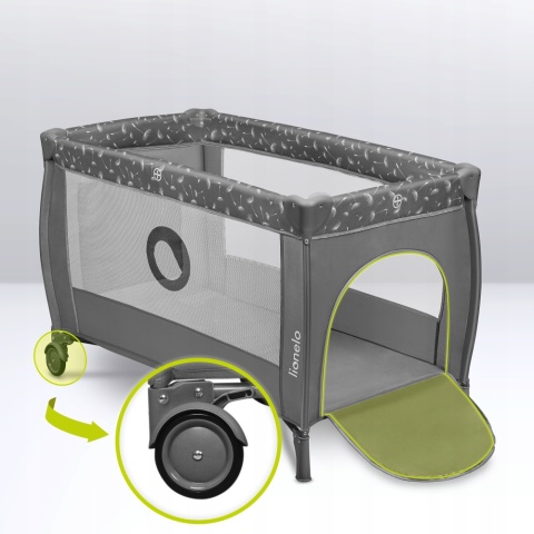 STEFI PLUS Lionelo Łóżeczko turystyczne dwupoziomowe Kojec - Grey White