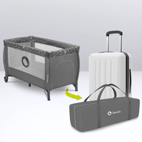 STEFI PLUS Lionelo Łóżeczko turystyczne dwupoziomowe Kojec - Grey White