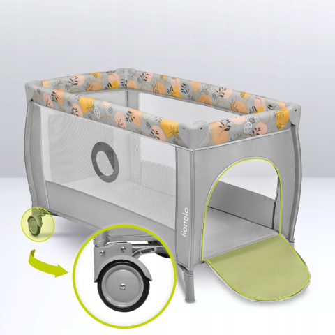 STEFI PLUS Lionelo Łóżeczko turystyczne dwupoziomowe Kojec - Pink Yellow