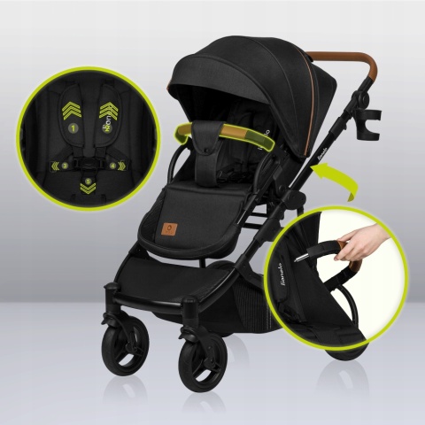 MARI TOUR Lionelo wózek wielofunkcyjny 2w1 terenowe koła offroad - Black Onyx