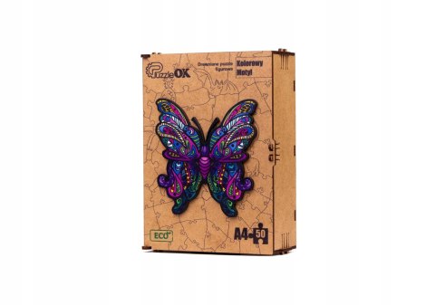 Puzzle Drewniane EKO 50 Kolorowy Motyl A4 PuzA4-01723