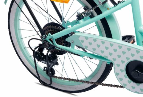 Rowerek dla dziewczynki 20 cali Heart bike 6-biegowa SHIMANO - miętowy