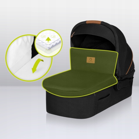 MARI TOUR Lionelo wózek wielofunkcyjny 3w1 z fotelikiem 0-13 kg terenowe koła offroad - Black Onyx