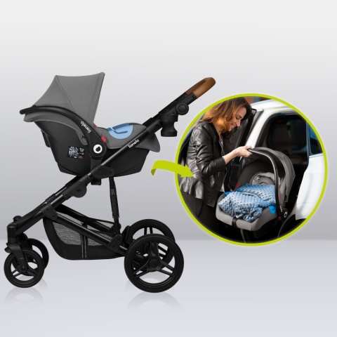 MARI TOUR Lionelo wózek wielofunkcyjny 3w1 z fotelikiem 0-13 kg terenowe koła offroad - Grey Stone