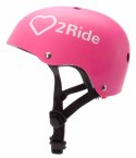 Kask rowerowy dla dzieci HEART BIKE - Love 2 RIDE, rozm.S , 50-54 cm z lampką LED i klipsem magnetycznym Candy Pink
