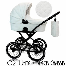 Royal 3w1 wózek głęboko-spacerowy Elite Design Group 02 white + czarna rama