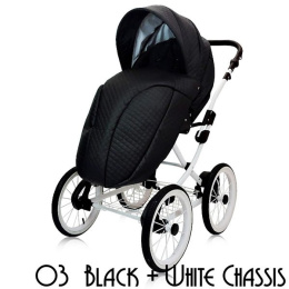 Royal 3w1 wózek głęboko-spacerowy Elite Design Group 03 black + biała rama