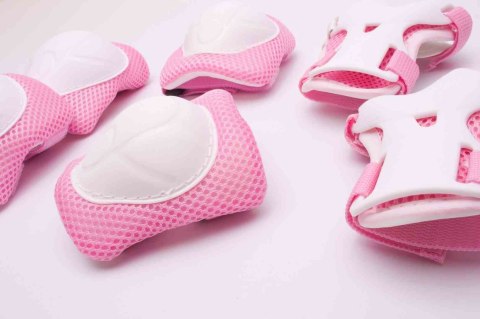 Ochraniacze na kolana HEART BIKE - SUN BABY, łokcie i nadgarstki na rolki, hulajnogę rozmiar S różowe