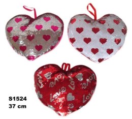 Serce cekinowe 37cm 3 wzory mix 155887 cena za 1 sztukę