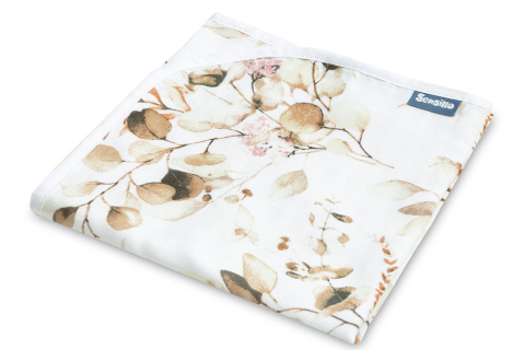 Dwuwarstwowy kocyk muślinowy Sensillo 100x80 - EUKALIPTUS / BIAŁY