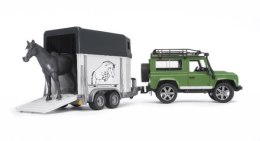Land Rover z przyczepą dla konia i figurką konia BRUDER