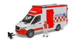 Mercedes Sprinter Ambulans z figurką ratownika edycznego i modułem światło + dźwięk 02676 BRUDER