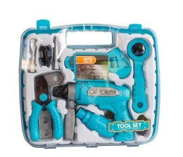 Zestaw narzędzia-walizka, obcęgi, klucz nastawny, klucz grzechotkę, śrubokręt, identyfikator, zestaw podkładek i śrubek, wkrętar