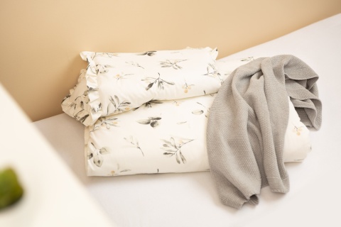 Sensillo Pościel 2-elementowa z falbanką bawełna 100x135cm, 40x60cm - Oliwka