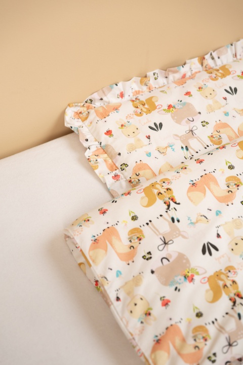 Sensillo Pościel 2-elementowa z falbanką bawełna 100x135cm, 40x60cm - Piknik