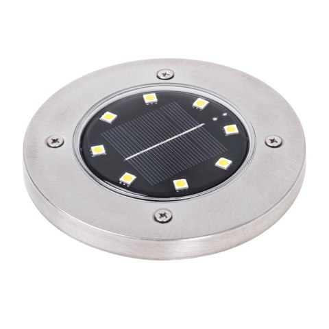 Lampy ogrodowe solarne najazdowe gruntowe czujnik zmierzchu wbijane świecący dysk 8LED 4szt. zimny biały