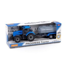 Polesie 91550 Traktor Progress inercyjny z przyczepą cysterną, niebieski w pudełku