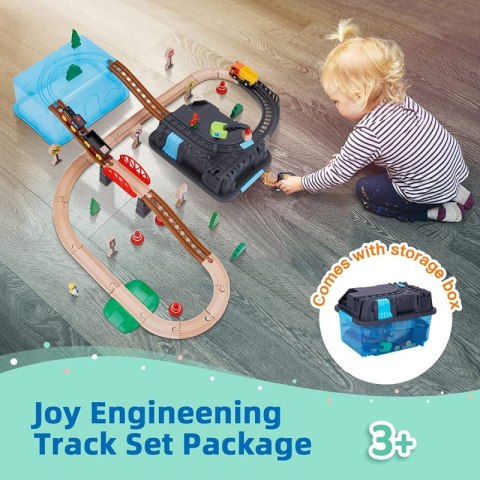 TOOKY TOY Drewniany Zestaw Konstrukcyjny Kolejka Pociąg 58el.