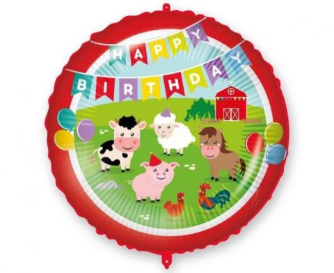 Balon foliowy 18" "Happy Birthday Farmyard" Godan