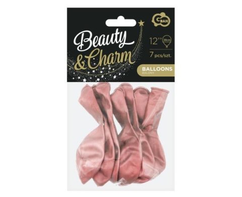 Balony Beauty&Charm platynowe/różowe 12"/7szt